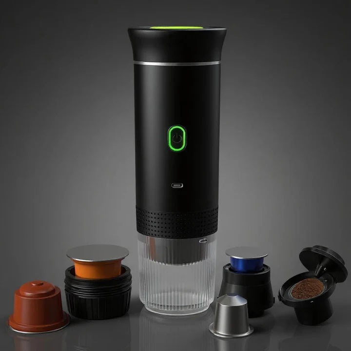 Cafetière mobile permettant de savourer trois styles de café.