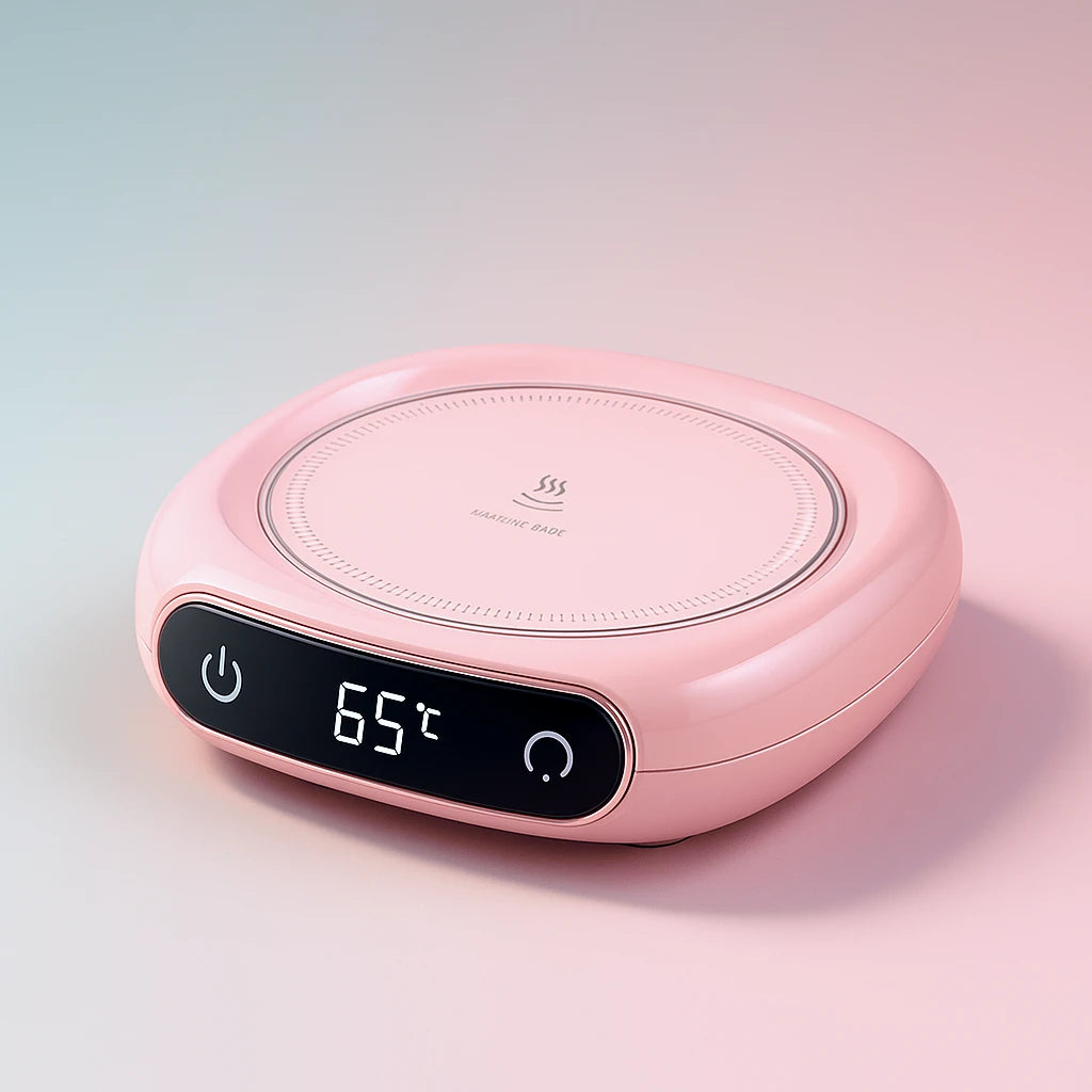 Chauffe tasse éléctrique rose pour maintenir votre café ou thé bien chaud au bureau ou à la maison