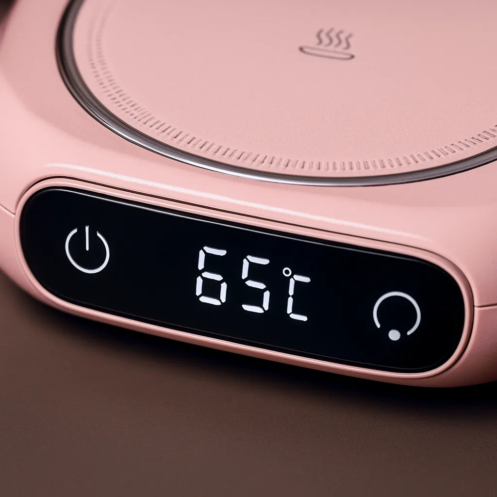 Chauffe tasse éléctrique rose pour maintenir votre café ou thé bien chaud au bureau ou à la maison