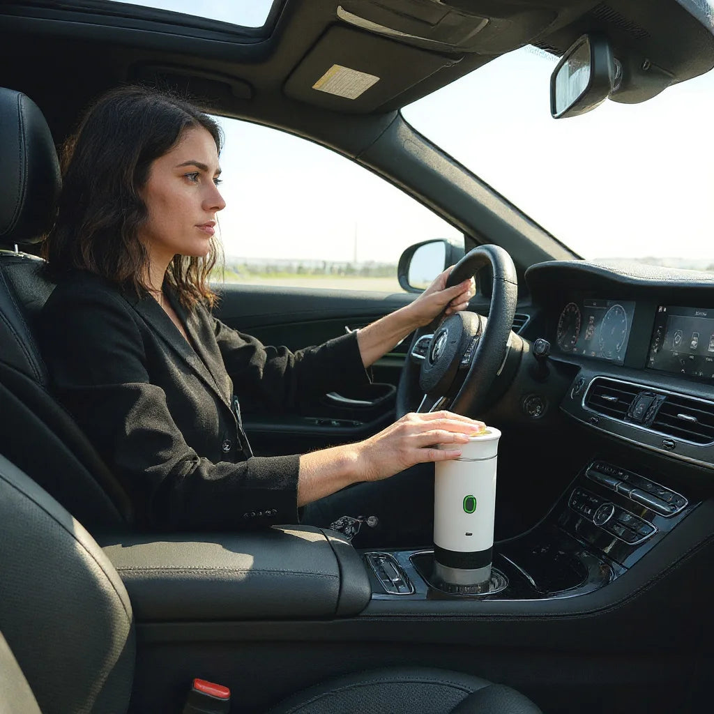 Cafetière mobile utilisée en voyage en voiture